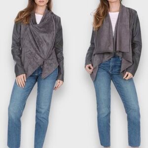 Blank NYC Grey Faux Leather Asymmetrical Zipper Cropped Jacket Medium